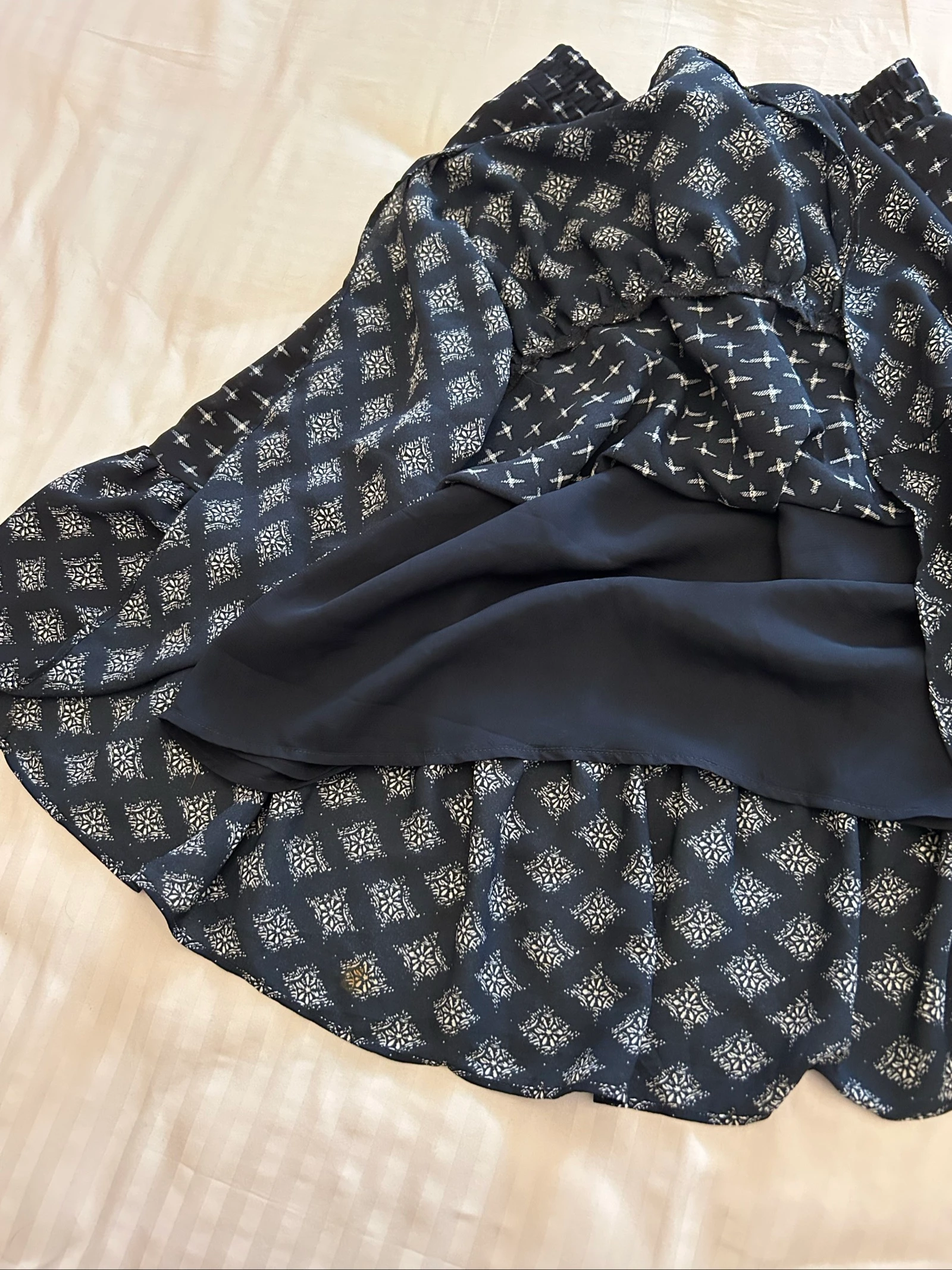 Jupe vintage à motif floral bleu marine et blanc taille XL de C&A – photo 5